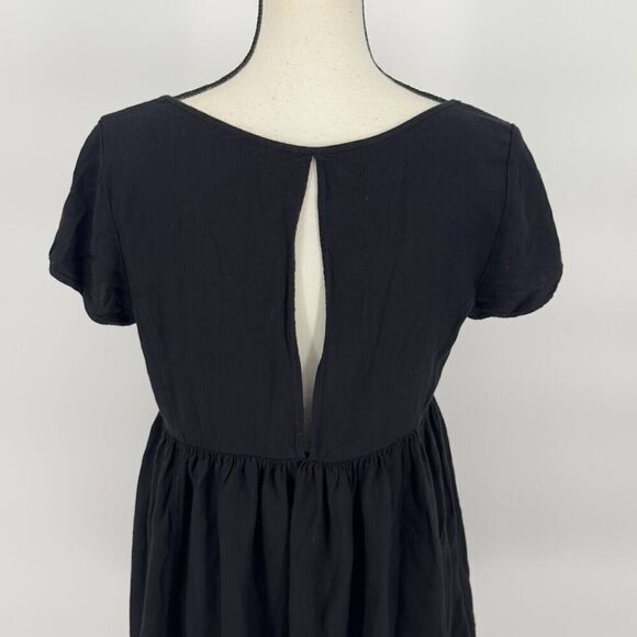 Talula Aritzia Womens Solid Black Short Sleeve‎ 100% Cotton Dress Lined Medium - Picture 8 of 10
